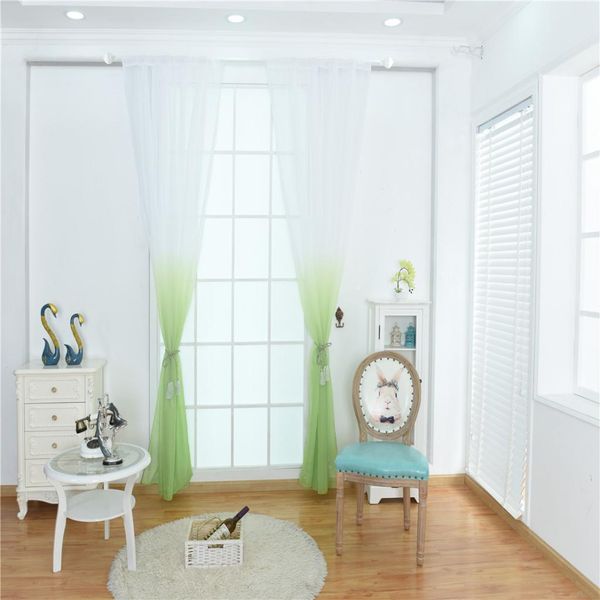 

100*200cm gradient color window voile curtain panel rod pocket net slot 9 colours pick