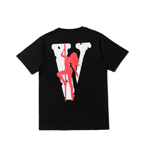 

19SS VLONE TEE Pole Dancer Printed Loose Oversize Short Sleeve Man And Woman Black And White Short Sleeve HFBYTX273