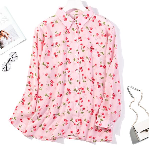 

women's 100% pure silk shirt blouse collared button pink cheery  l xl jn060, White