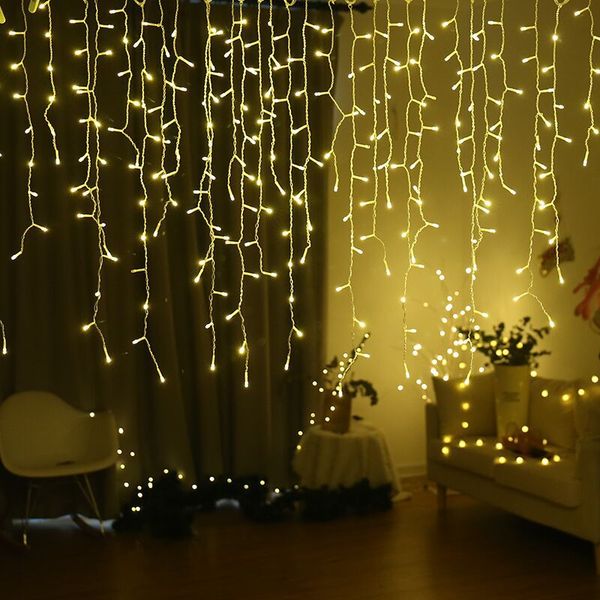 6x1m Led Garland Icicle Christmas Curtain Lights Festoon Fairy