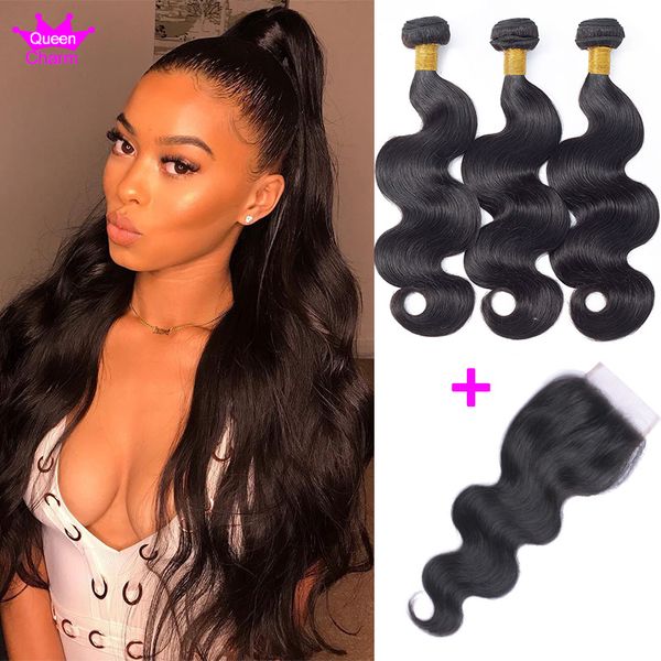 

peruvian hair bundles with closure 3 bundles body wave human hair with 4x4 lace closure unprocessed 100% human hair weave bundles 100g/pc, Black;brown