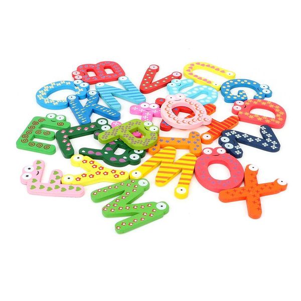 

26 alphabet wooden colorful cartoon fridge magnets refrigerator sticker cute magnetic sticker 26pcs lot
