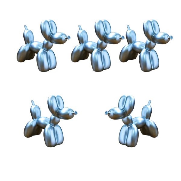 

5pcs silver resin metallic balloon dog collectable deskornament gifts