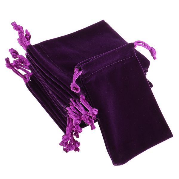 

10 pieces purple flannel drawstring sack jewelry wedding favors gift bag