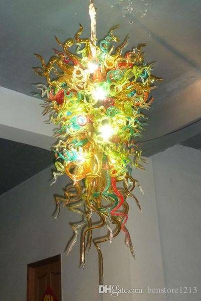 

colorful luxury long chandelier energy saving light source style handmade blown galss hanging led chain chandelier