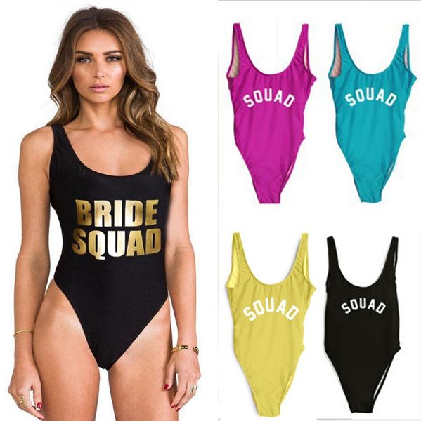 

2018 new letter one piece bikini for beach spa pools vest swimsuit squad costume swimsuit bodysuit hens wedding party bachelorete fa2218