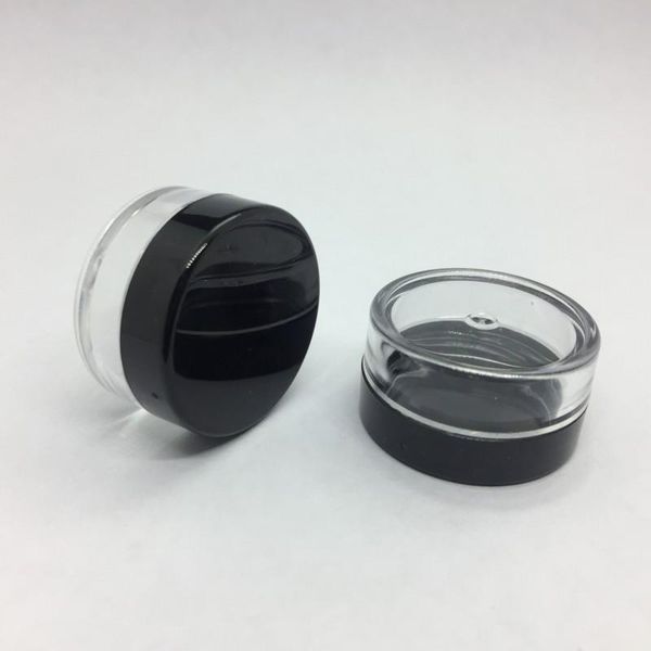 

5gram plastic cosmetic jar clear bottle black cap cream empty pot sample jar 5ml mini plastic bottle nail art glitter powder container case