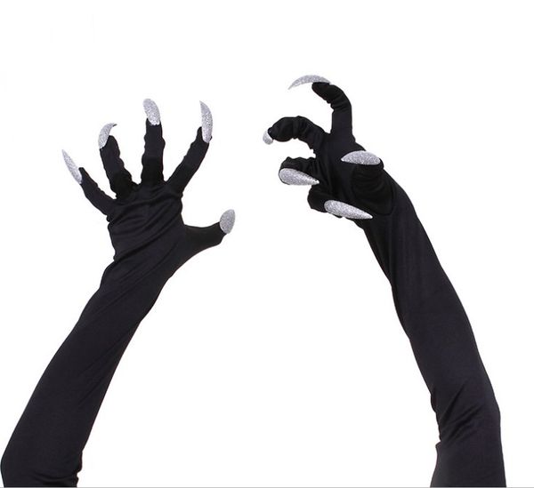 

halloween long nails ghost gloves hollowen cosplay long performance performance props clothes paw gloves terror black