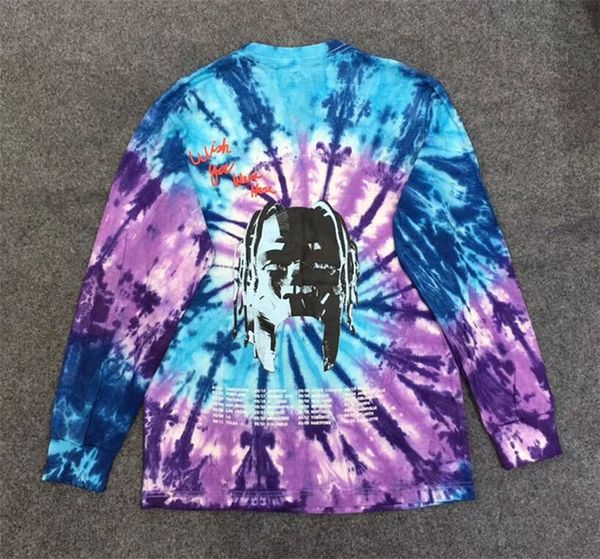 

Трэвис Скотт ASTROWORLD TRAVIS SCOTT TIE DYE LONGSLEEVE Tee T Мужчины Женщины 1a: 1 Краска для галстука AST