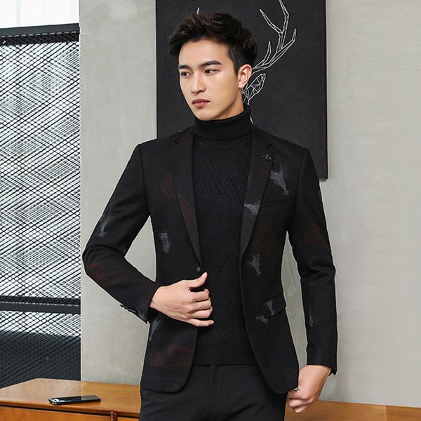 

new wool mens blazer luxury single breasted printed party prom blazers men plus size 4xl slim fit male coats winter man blazer, White;black
