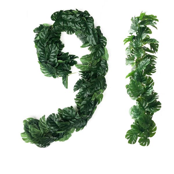 

1meter faux turtle leafs vine plastic green plant rattan hanging decoration artificial tree leaves flower string fake ivyÂ vine
