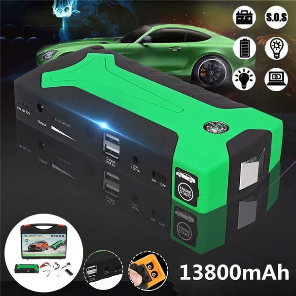 

13800mah 12v 600a car jump starter multifunction emergency power bank waterproof battery pack dual usb charging port