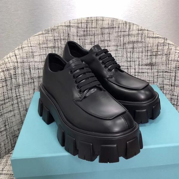 

2019 fashion designer women shoes fashion british shoes round toe martin shoe patent leather thick bottom round toes matte leather, Black