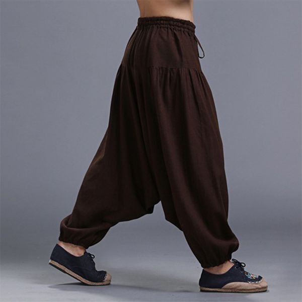 

plus size solid color casual loose harem pants yoga pants men women trousers yoga loose modal bloomers tai chi, White;red