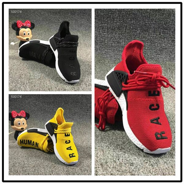 

adidas nmd pharrell williams human race runing shoes мальчики девочки solar pack черный желтый pw hu holi фаррелл уильямс детские кроссовки, Black