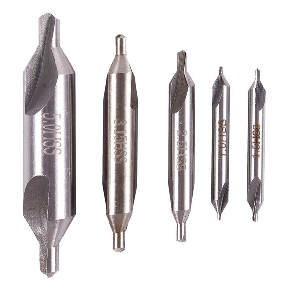

5 x hss drill bits drills combined center center countersink bit tool 60th grade