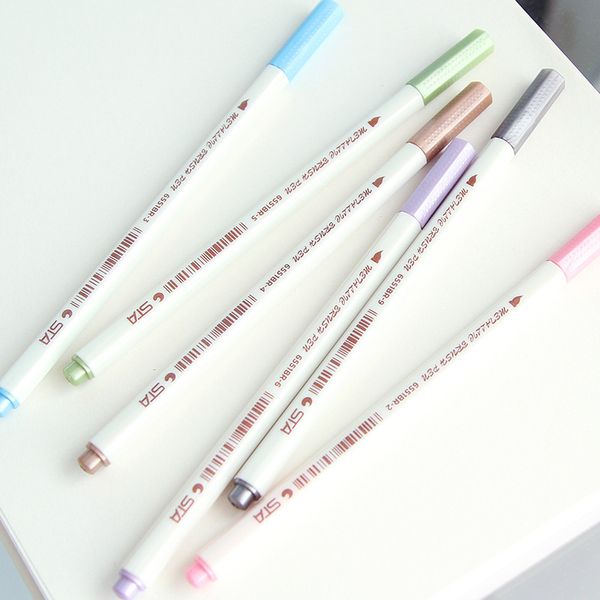 

metallic micron pen detailed marking metal marker for album black paper drawing school art supplies white paint pens, Black;red