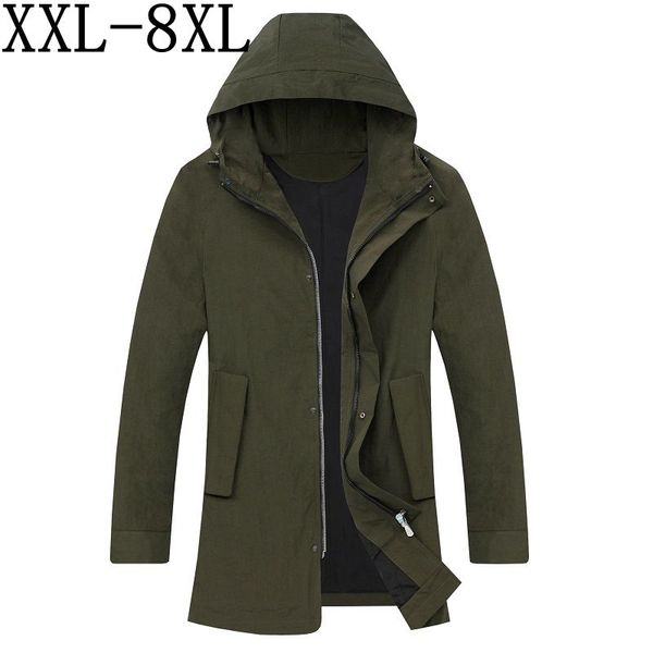 

size 8xl 7xl 6xl new trench coats men 2019 autumn men's casual trench coat hooded windbreakers male waterproof long jackets men, Tan;black