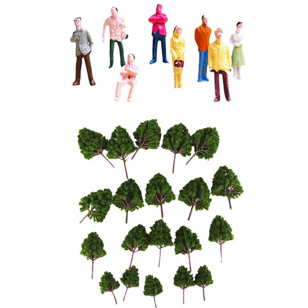 

model train railroad park landcsape decorative tree+passenger model toy ho n