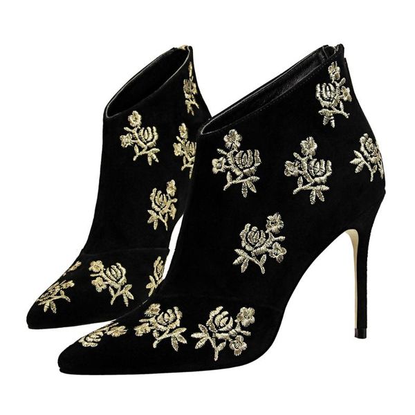

autumn ankle boots for women snow boots ladies high heel elegant shoes high heels botines mujer g0159, Black