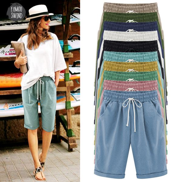 

shorts summer plus size 2019 size women candy color elastic waist comfortable cotton short female shorts large 7xl, White;black