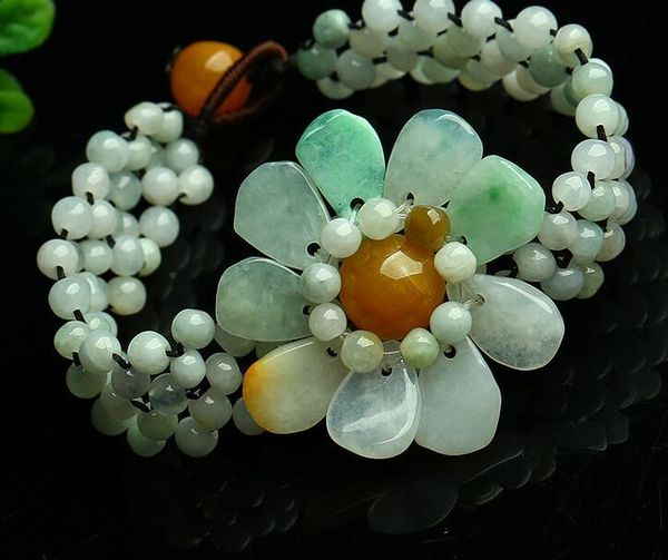 

нефрит подлинный натуральный бирманский нефрит грузовой браслет ручной работы нефрит грузовой подсолнечник цветок браслет завод прямых прода, Black