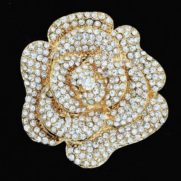 

exquisite rhinestone set will rose fully-jewelled brooch yiwu small jewelry brooch, Gray