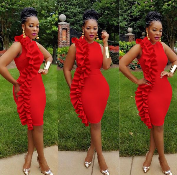 

2019 new arrival summer fashion style african women polyester dress, Red