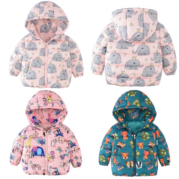

jn8911 children autumn winter cotton padded clothes jacket baby girl cute cartoon printing kids coat spring boy warm outerwear, Blue;gray