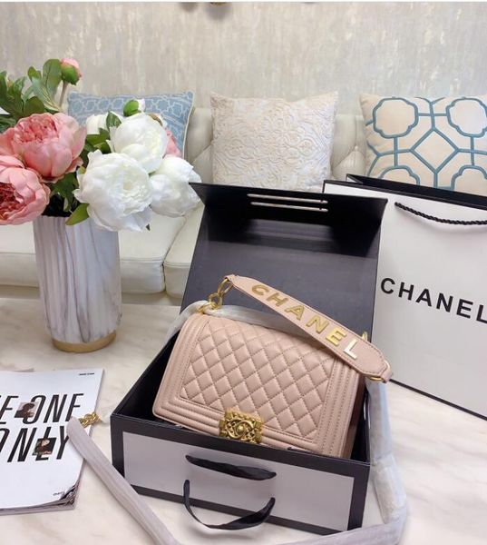 

high-quality handbag women's vintage quilted chain bag sheepskin black boy - striped shoulder bag lady flap bag