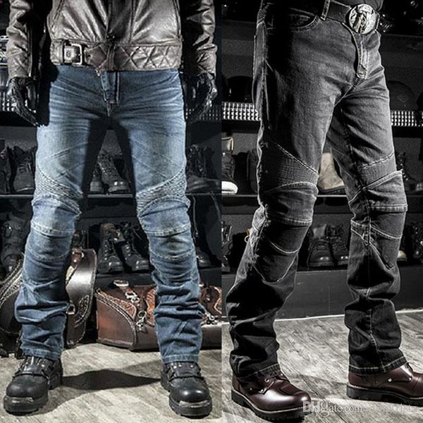 

tkosm classical motorcycle daily riding jeans wear resistant protection casual pants moto knight riding essential long trousers, Black;blue