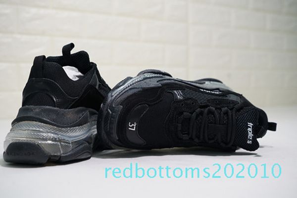 

star with the new paris crystal bottom triple-s casual shoes shoes platform triple s sports men and women vintage kanye grandpa trainer rr10, Black