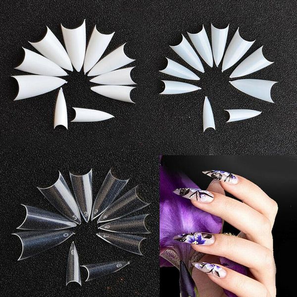 

500pcs fake nails nail transparent french natural color false nail tips art fashion diy press on nails faux ongles, Red;gold