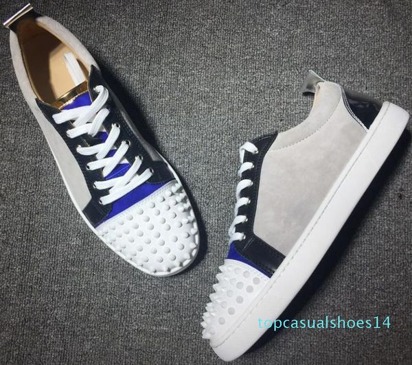 

top design low cut замша шипастое toe casual квартиры с красной подошвой обуви для мужчин и женщин партии дези t14, Black