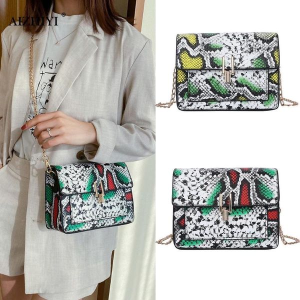 

mini snakeskin crossbody bags for women 2020 new small square shoulder bag female pu casual chain messenger bags