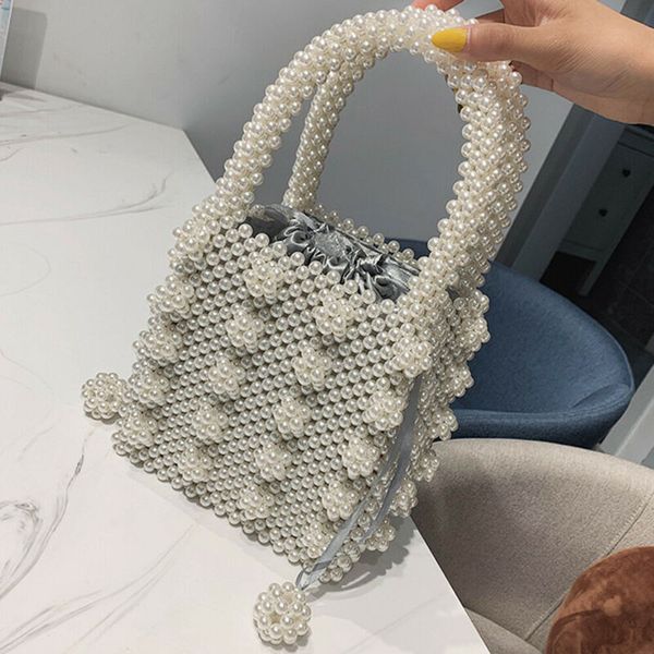 

1pc handbags handmade beaded retro pearl bag woven mini female diagonal mobile phone bag new evening