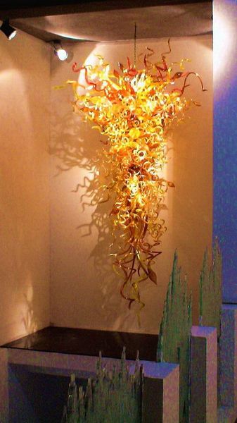 

100% mouth blown borosilicate l decorations led light dale chihully style long hand blown glass chain chandelier