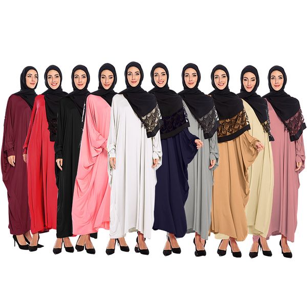 

2019 fashion muslim dress batwing kaftan abaya women caftan long robe arabe ramadan dubai islamic moroccan kaftan, Red