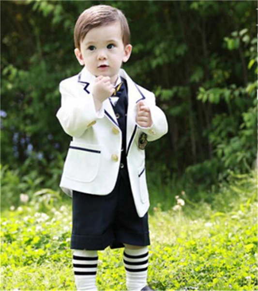

2020 boy's dress suit birthday party flower boy t stage performance suit (jacket + shorts + vest, White;black