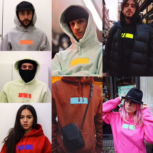 

17/18fw box logo embroidery cotton hoodies couple fashion hooded sweatshirts hip hop 14 color men women coat hflswy035-048, Black
