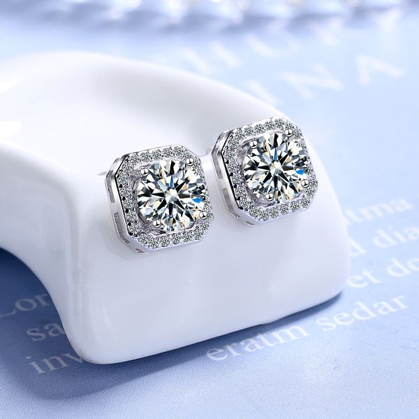 

luxury female crystal small round earrings cute silver rose gold stud earrings vintage bride wedding for women, Golden;silver