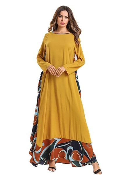 

ramadan muslim dresses large size women's muslim middle eastern fashion dress ruffled stitching loose skirts abaya mujer musulmane 1975, Red