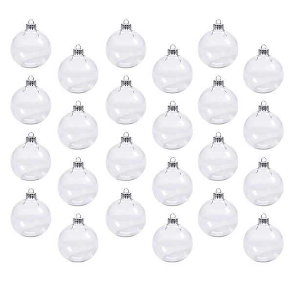 

24pcs clear plastic christmas ball acrylic transparent bauble pendant diy craft 8cm