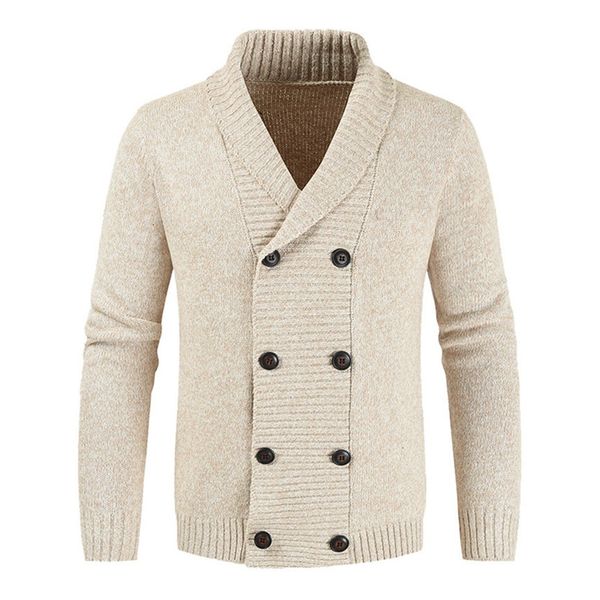 

men's casual warm knit double-breasted solid color jacket cardigan 2019 long sleeve basical knitted sweater coat, White;black