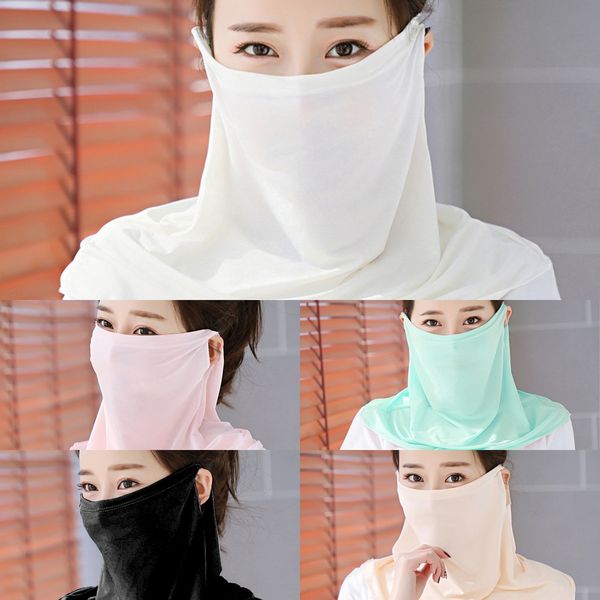 

pkmxl dust-proof women scarf face mask outdoor veil windproof sunshade face half silk shawl scarf dust mask ear type party, Black