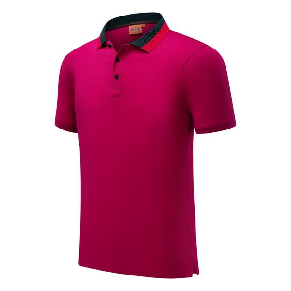 

sd 20029 cf new mercerized cotton striped collar short-sleeved polo shirt men and women youth lapel polo shirt pink half sleeve, Black