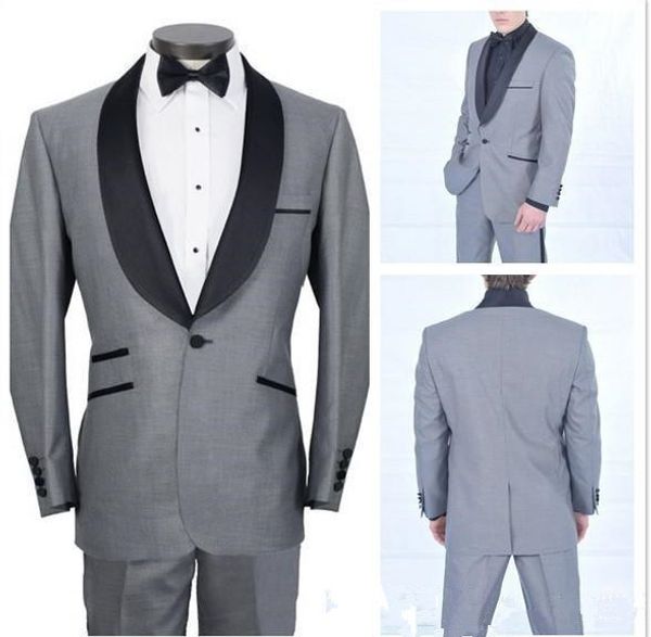 

custom made gray shawl collar one button men suits fashion terno masculino costume homme men suits 3 pieces(jacket pant, White;black