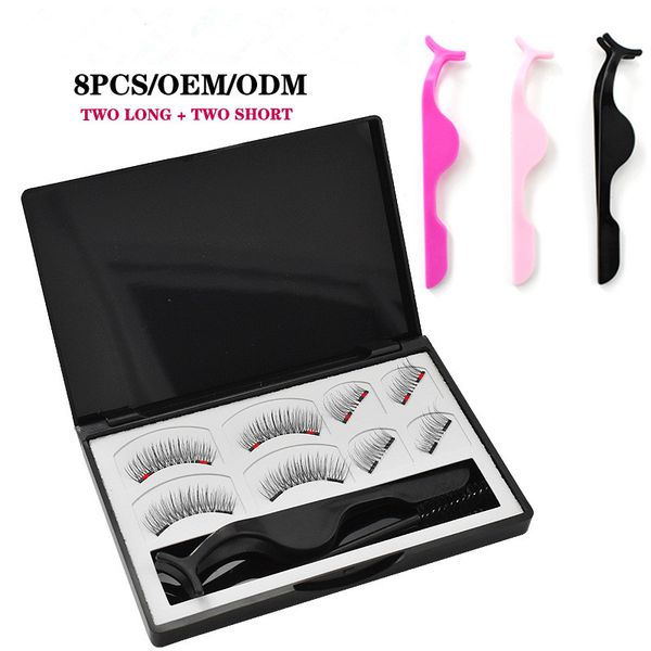 

magnetic eyelashes 8 pcs / box fake eye lashes with tweezers lash brushes double magnet false eyelashes makeup eyelash extensions