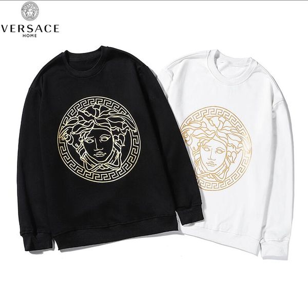 

golden men's spring new hoodie spring solid color men's hoodie sweatshirt loose style fashion pullover medusa, Black