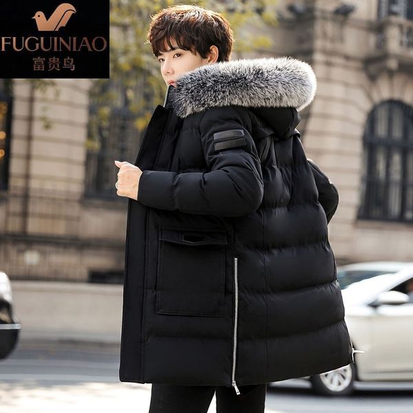 

plus size men winter thick men's cotton shirt slim short cotton jacket students 2019 new trend coat down padded clothes, Tan;black